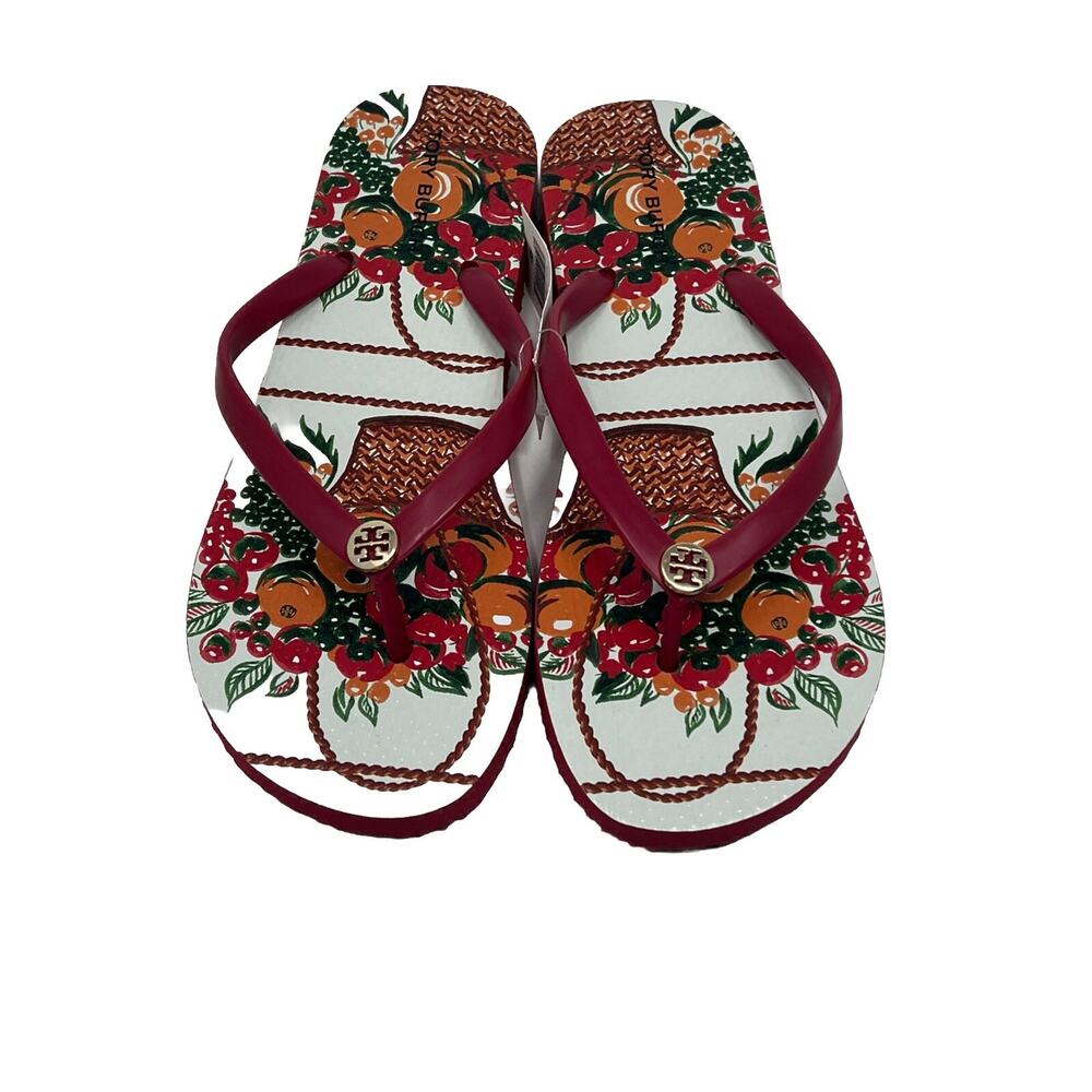 Tory Burch flip-flops red basket fruit 9